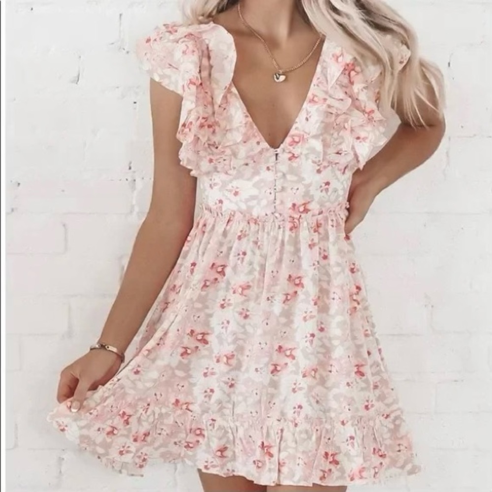 🌸 Storia, Prosecco Rosé Ruffled Mini Dress - Picture 9 of 16